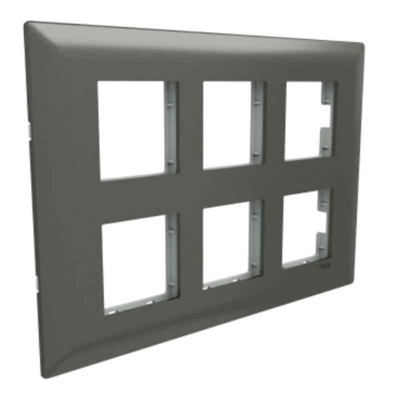 Schneider Electric Livia 2x6 Module Polycarbonate Painted Grey Fixing Cover Frame, P0712_PG