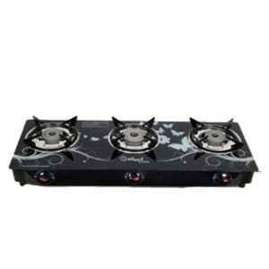 Sigri-Wala Surya Prime Cook 3 Burner Stainless Steel Black Designed Manual Gas Stove