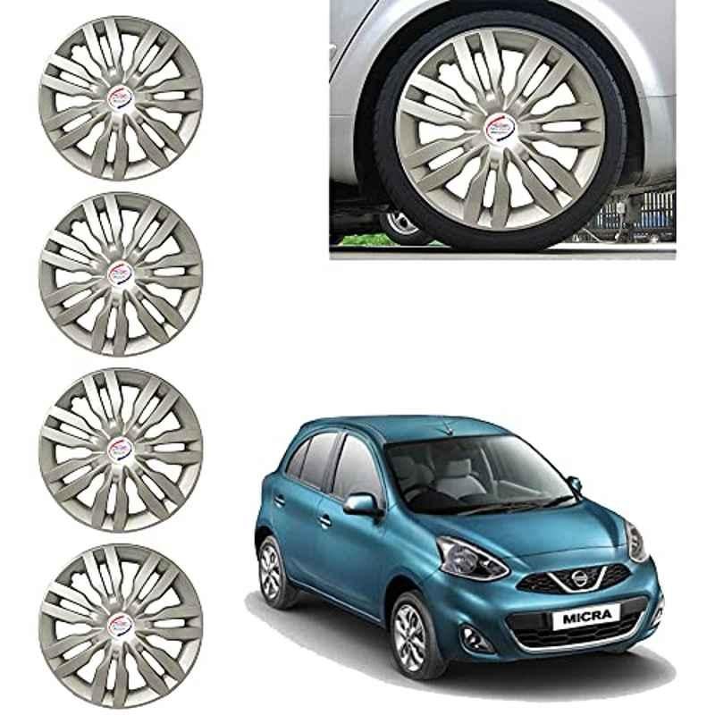 Auto Pearl 4 Pcs 14 inch ABS Silver Wheel Cover Set for Nissan Micra
