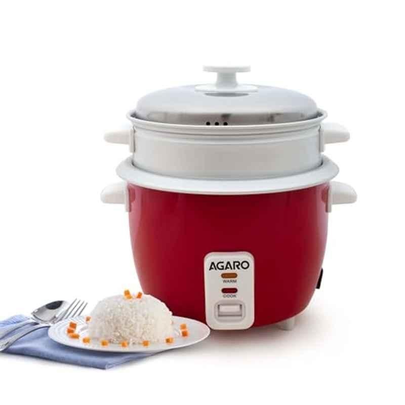 AGARO Elegant 400 1 Litre Aluminium Red Electric Rice Cooker, 33957