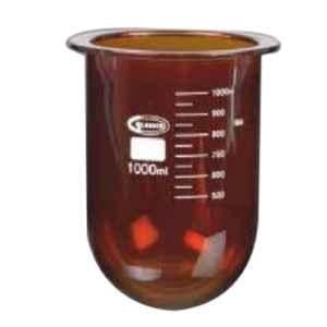 Glassco 1000ml White Printing 3.3 Boro Glass Flask-E Amber with out Side Cut for Dissolution Apparatus, 267.202.07 (Pack of 6)
