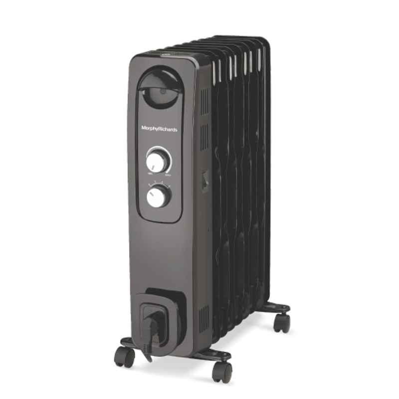 Morphy Richards 2800W 9 Fins Black Heat Wave Oil Filled Room Heater with 2 Years Warranty, 290022