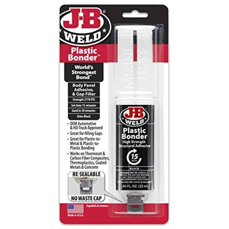 J-B Weld Plasticweld 25ml 3770psi Black Body Panel Adhesive & Gap Filler Syringe, 50139