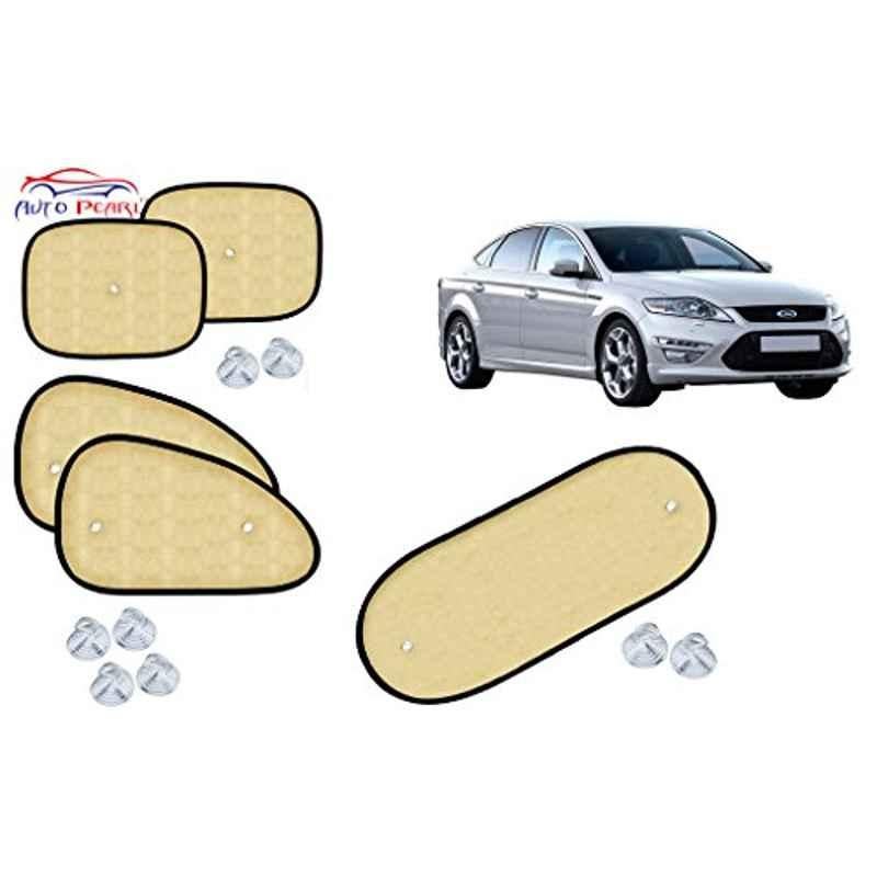 Auto Pearl 5 Pcs PVC & Mesh Beige Window & Rear Sun Shade Set for Ford Mondeo