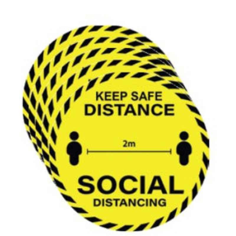 UV Resistant Anti-Glare Adhesive COVID-19 Protocol Stickers Keep Safe Distance Stand Heremask ismandatory Wash Hands Don't Touch (Keep Safe Distance/Social Distancing Pack of 5)