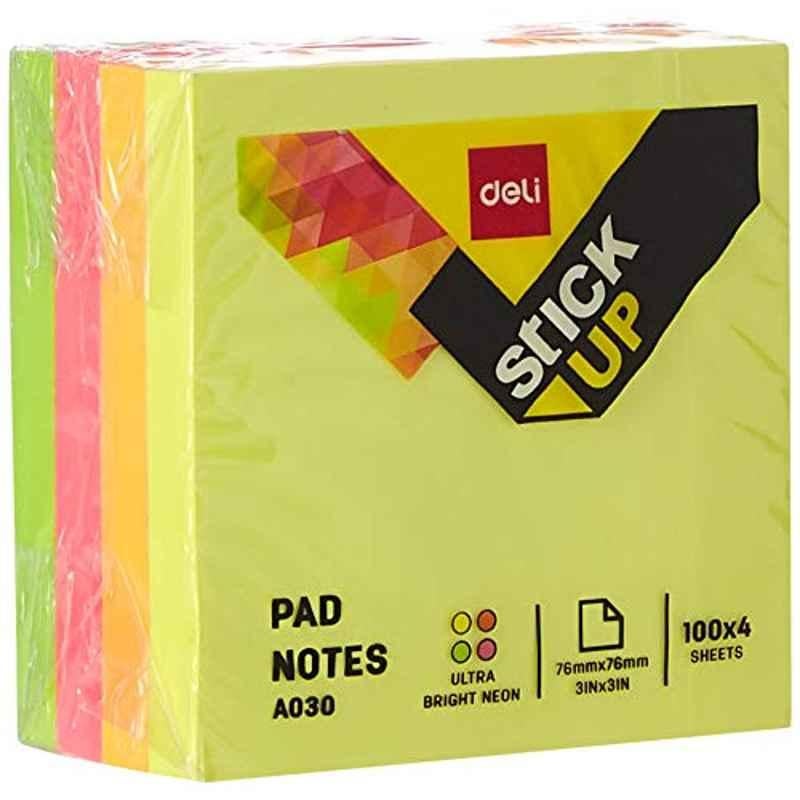 Deli 3x3 inch 100 Sheets Note Pad, A030 (Pack of 4)