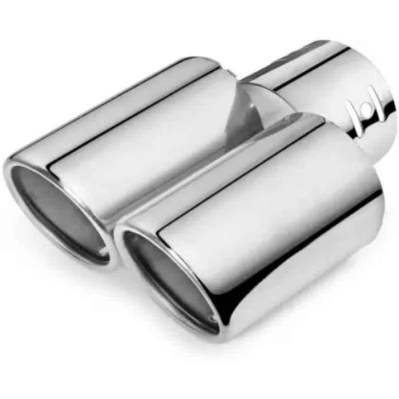 Buy Znee Smart A28 Round Twin Pipe Car Exhaust Silencer Tip Chrome Car  Silencer Online At Best Price On Moglix