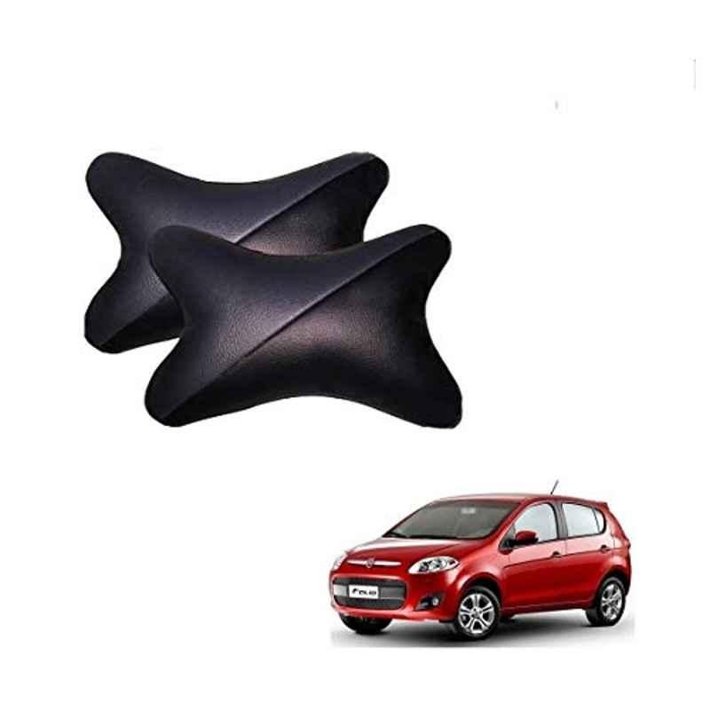 Kozdiko 2 Pcs Memory Foam Grey & Black Car Neck Rest Cushion Pillow Set for Fiat Palio