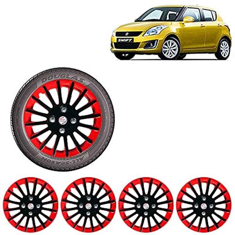 Auto Pearl 4 Pcs 15 inch ABS Red & Black Car Wheel Cover Set for Maruti Suzuki SX4