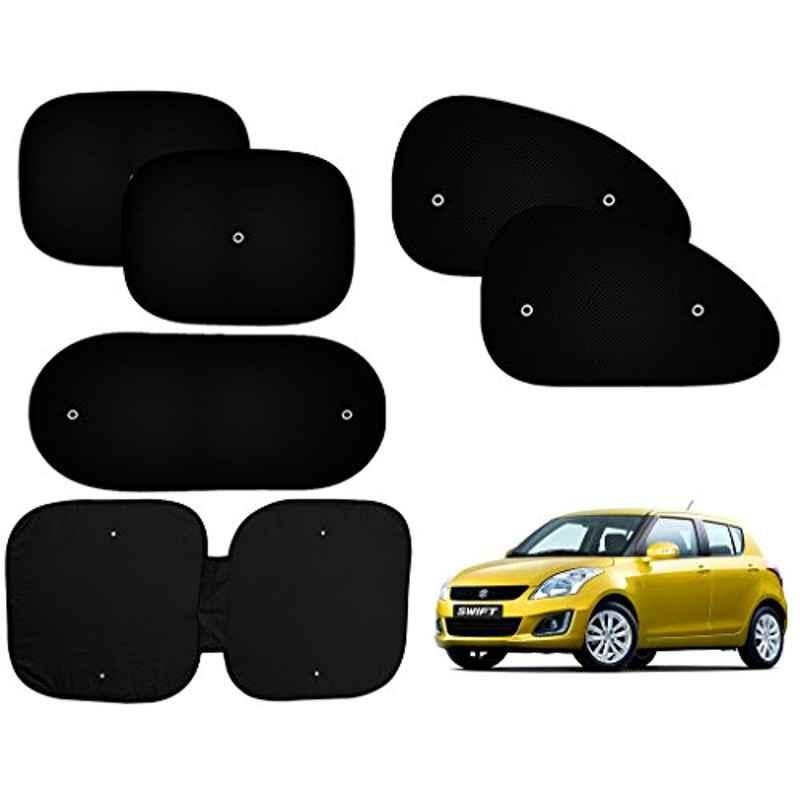 Auto Pearl 6 Pcs PVC & Mesh Black Window, Front & Rear Sun Shade Set for Maruti Suzuki Swift Type 4
