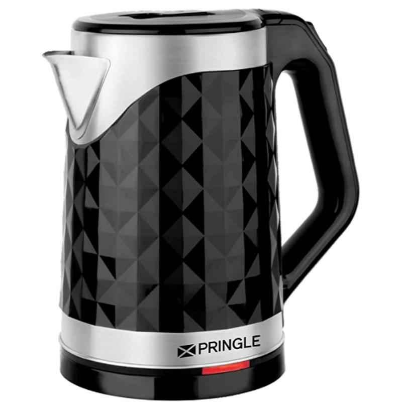 Pringle Smarty Dlx 2L 1350W Stainless Steel Black Double Wall Electric Kettle