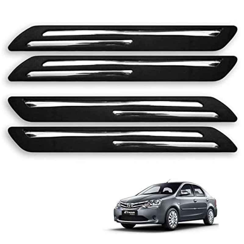 Kozdiko 4 Pcs Rubber Black Double Chrome Strips Car Bumper Protector Guard Set for Toyota Etios