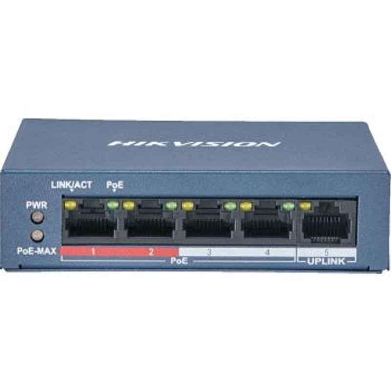 Hikvision 4 Port Fast Ethernet Unmanaged POE Switch, DS-3E0105P-E/M(B)