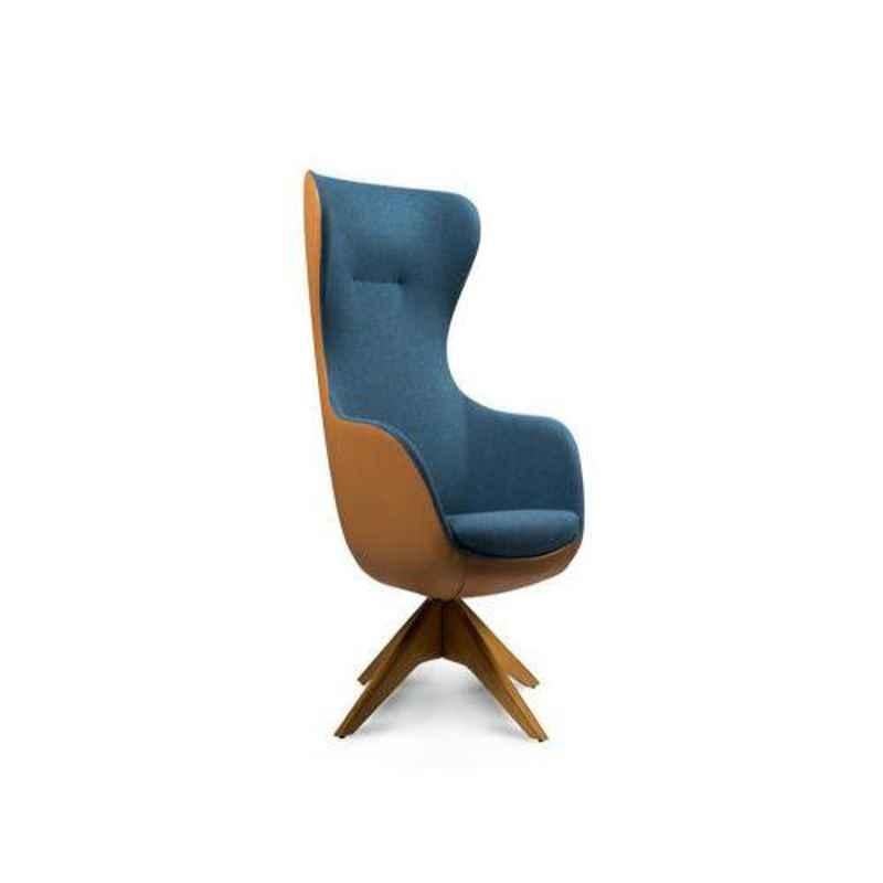 Shearling Queen Vinyl Leatherette Blue & Brown Upholstered Designer Lounge Chair
