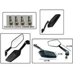 AOW Fancy Small 5 Edge Rear View Mirror for YamahaFZS (Pack of 2)