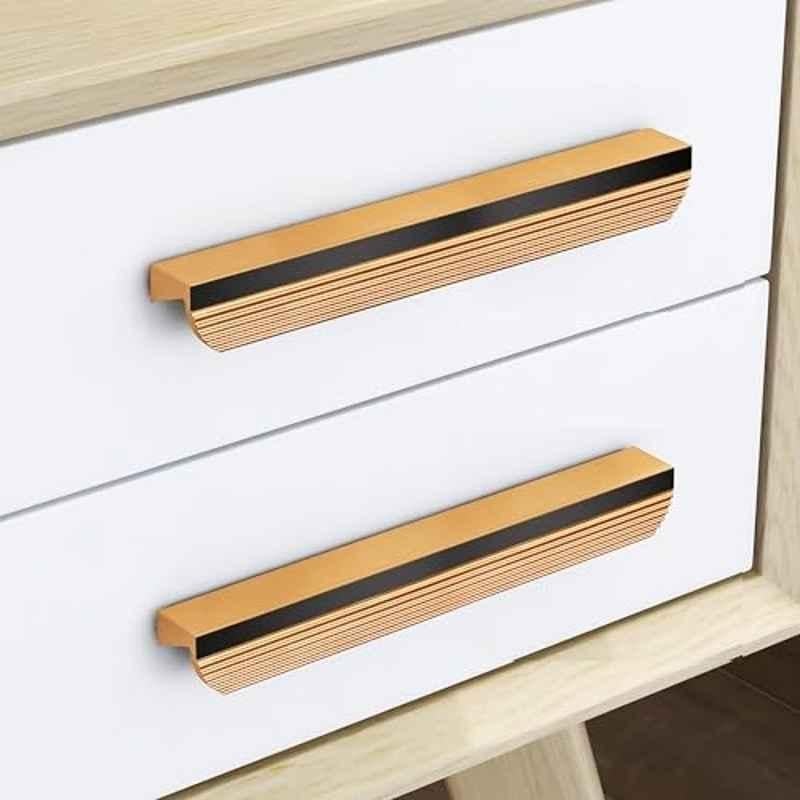 Plantex 160mm Aluminium Gold PVD Finish Pull Cabinet Handle for Home & Office, APS-DTC-5200-GOLD-160MM-PK-2 (Pack of 2)