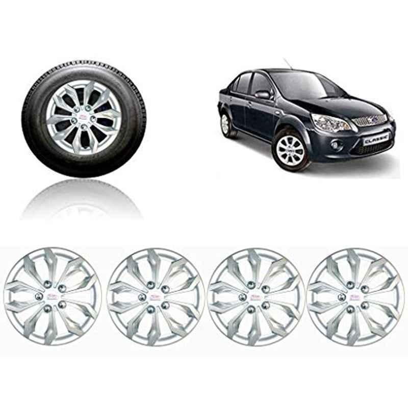 Auto Pearl 4 Pcs 14 inch ABS Silver Car Wheel Cover Set for Ford Fiesta Classic