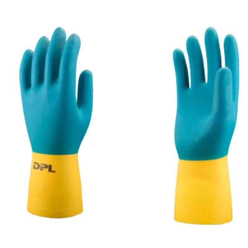 Udyogi DPL CONQUEROR II Natural Rubber & Neoprene Blend Blue & Yellow Safety Gloves, Size: 8.5 inch