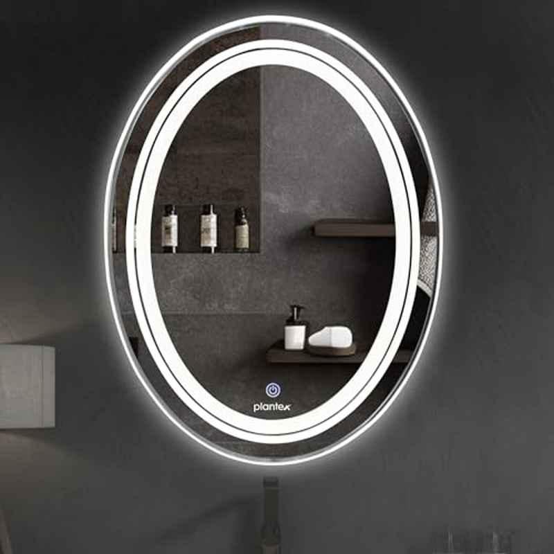 Plantex Bathroom Mirror with LED 3 Lights Tone/Designer Mirror for Living Room/Bedroom/Dressing Room-Oval Shape (18x24 inch)