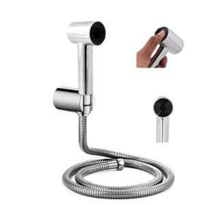 Elegant Casa ABS Silver Chrome Handheld Bidet Health Faucet Gun with Wall Hook & 1 Meter Hose Pipe