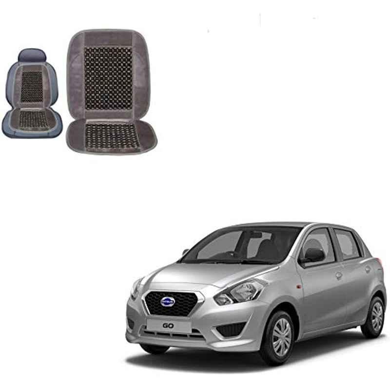 Kozdiko Wooden Bead Seat with Grey Velvet Border for Datsun Go, KOZ-87075