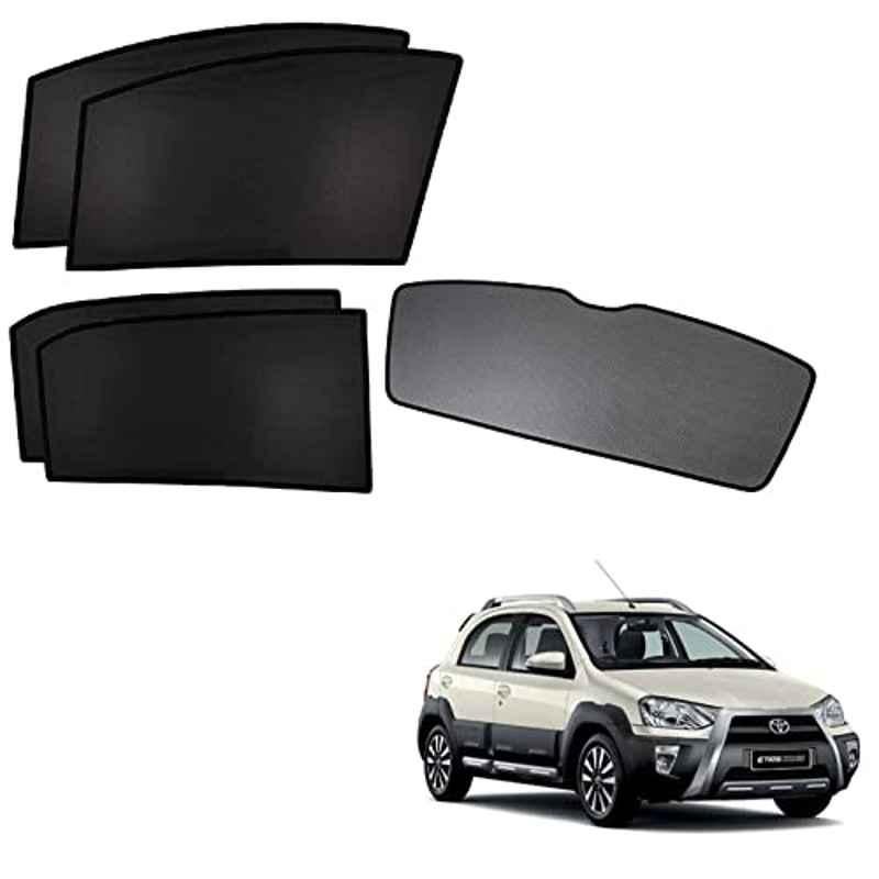 Kozdiko 5 Pcs Polyester Black Non Magnetic Window & Rear Sun Shades Set for Toyota Etios Cross