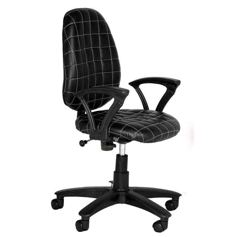 High Living Italus Leatherette Low Back Black Office Chair