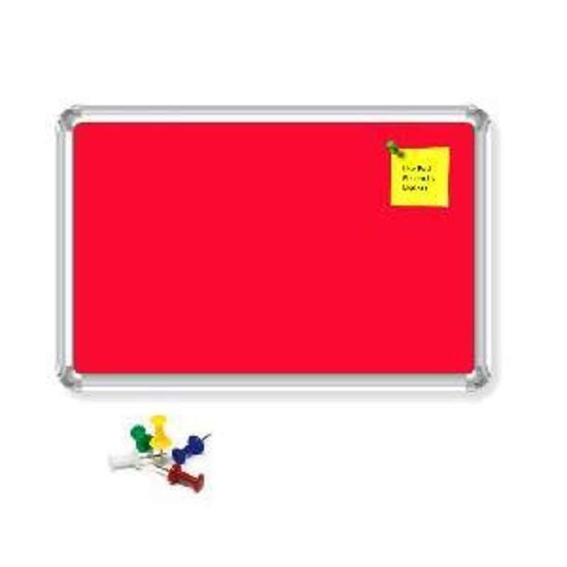 Nechams 1.5'x1' Felt Notice Board Premium Series RED FELTRED151UF