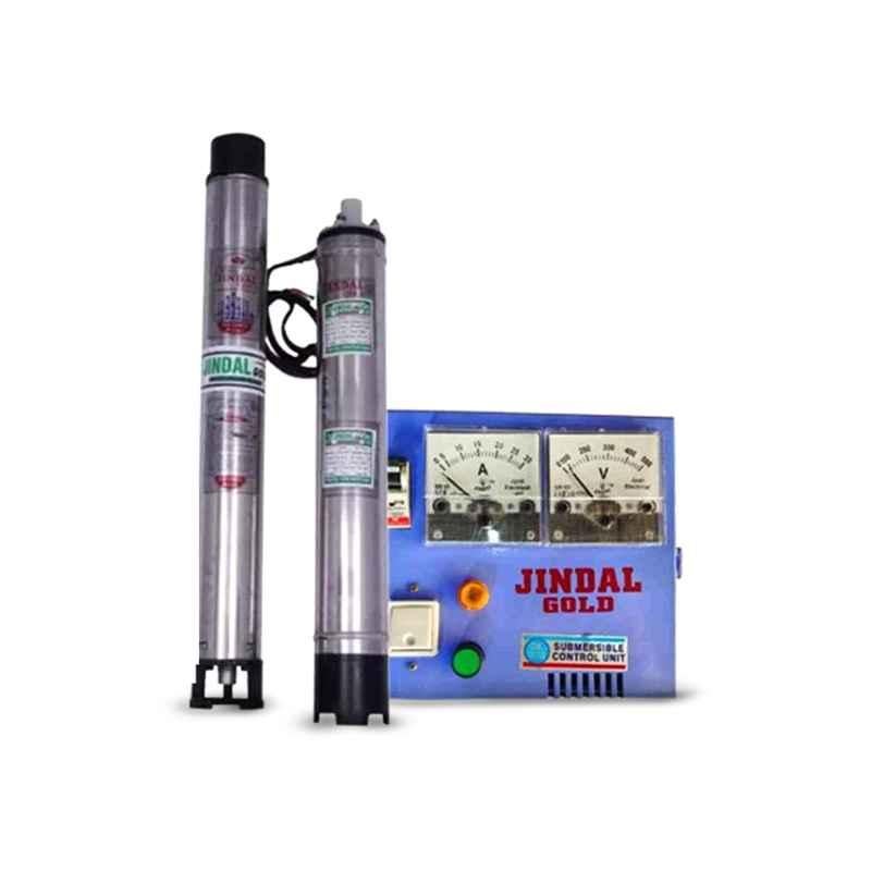 Jindal Gold 3HP 25 Stage Copper Single Phase 4 inch Water Filled Submersible Pump with Control Panel & 1 Year Warranty