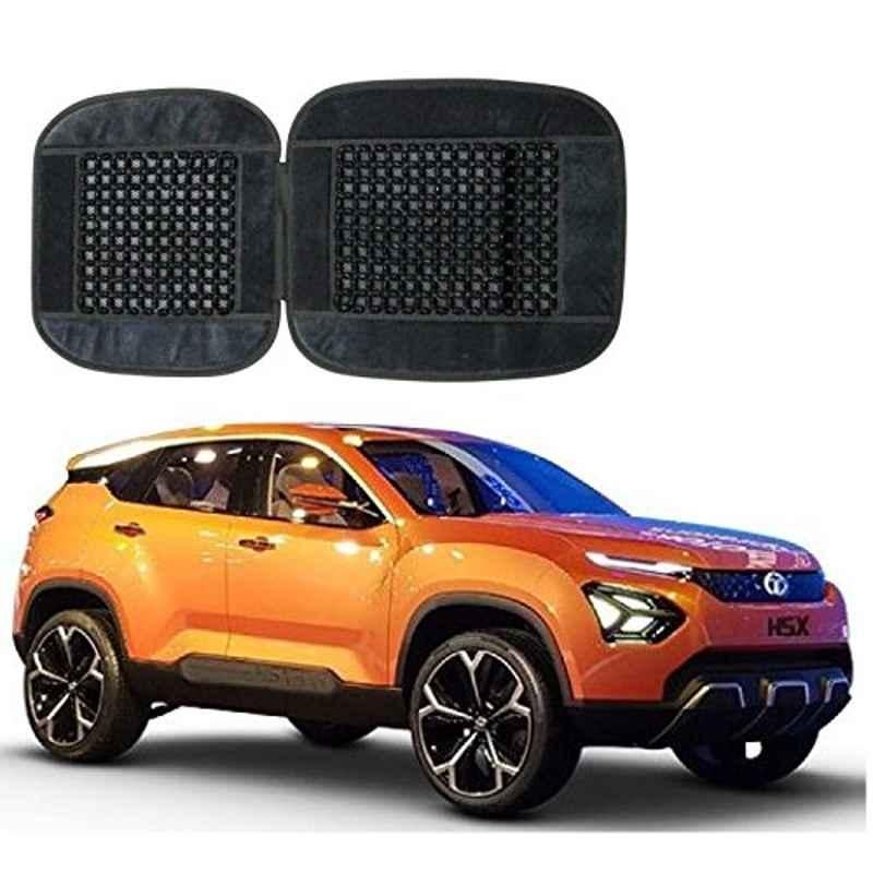 Kozdiko Car Wooden Bead Seat Cover Cushion with Grey Velvet Border for Tata H5X