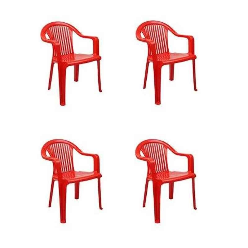 Italica Polypropylene Red Luxury Arm Chair, 9201-4 (Pack of 4)