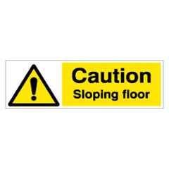 SUNSIGNS 600x200mm Vinyl & Acrylic Sandwich Caution Sloping Floor Signage, SN0203VNLM1HPIDAM
