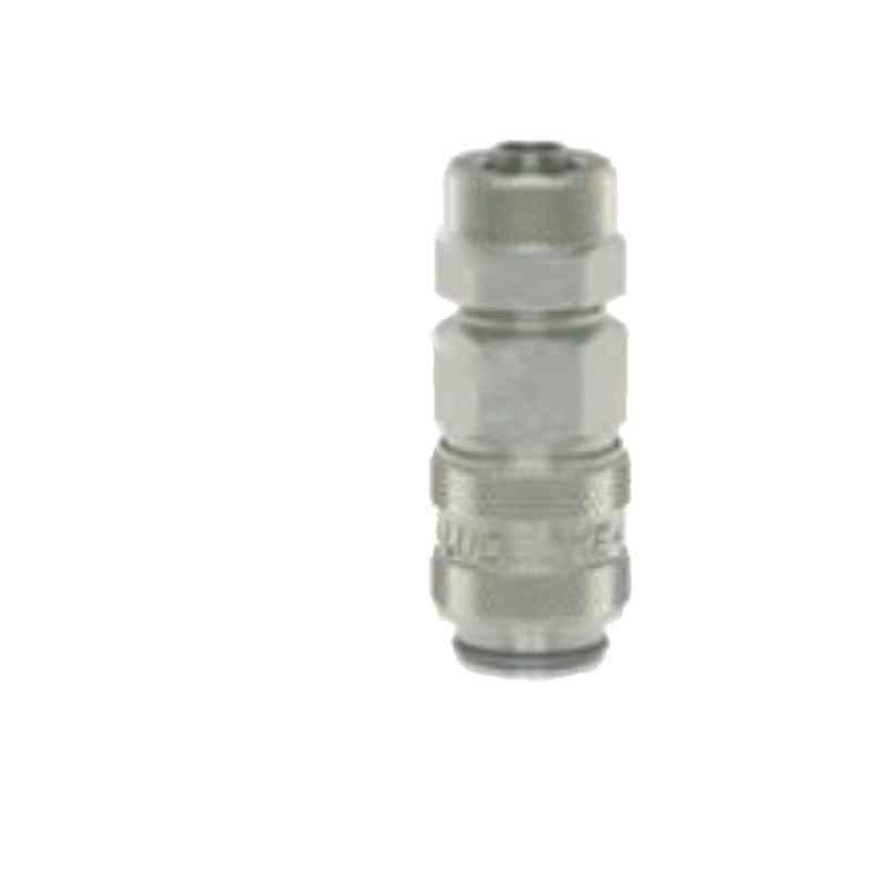 Ludcke 6x8mm Pain ESM 6 TQ Single Shut Off Micro Quick Connect Coupling with Squeeze Nut, Length: 43 mm