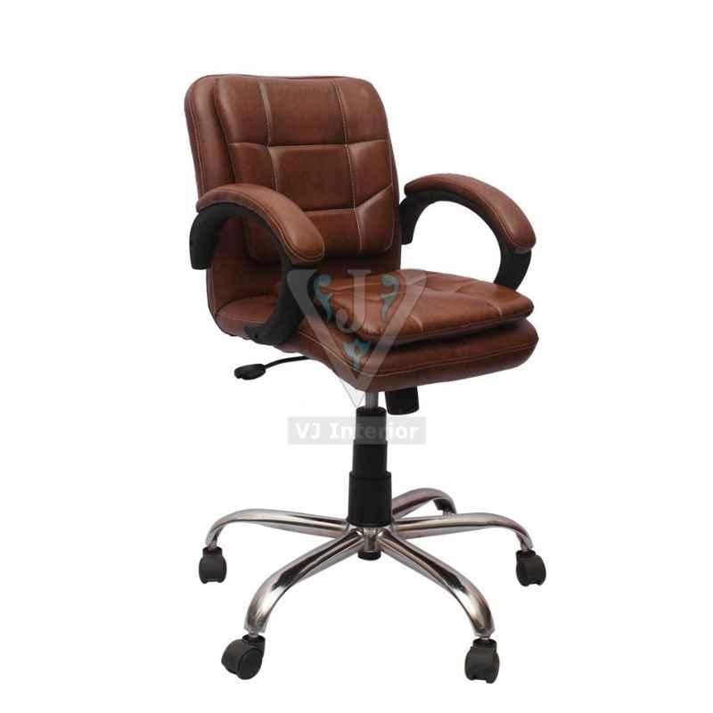 VJ Interior Low Back Leather Brown Low Back Visitor Chair, VJ-121-VISITOR-LB
