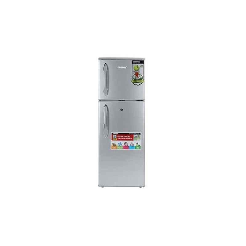 Geepas 129L 120W Metal Silver Double Door Refrigerator, GRF1856WPN