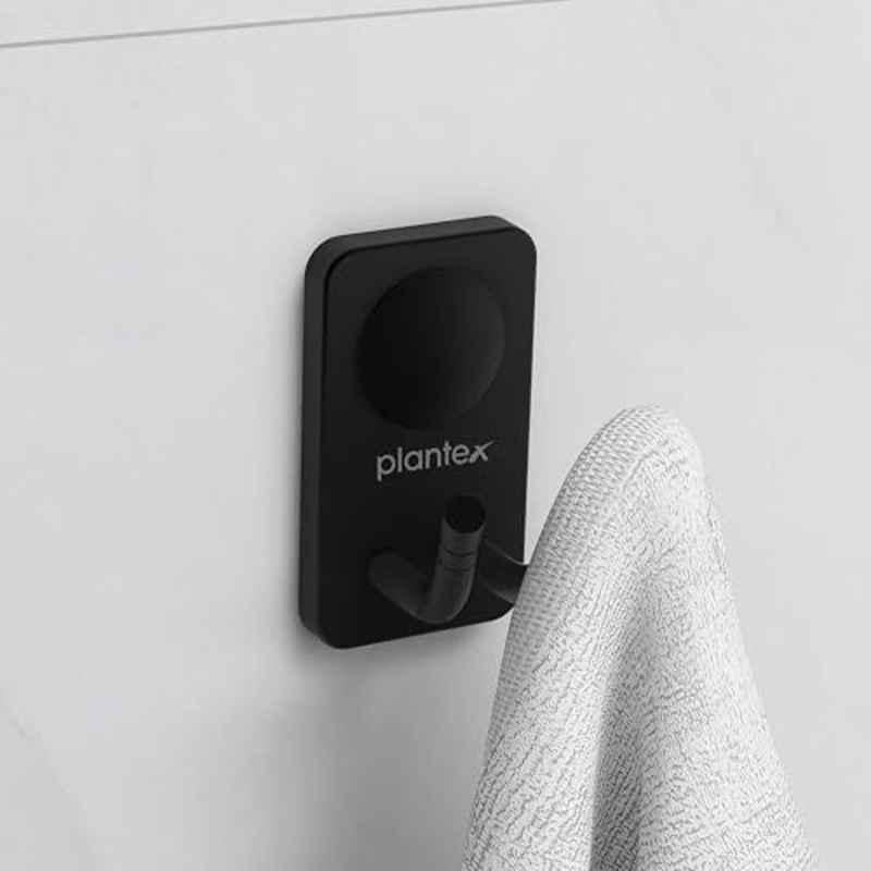 Plantex Robe Hook/Hanging Hooks for Bathroom/Wall Hooks for Hanging Clothes/Hooks for Wall/Bathroom Accessories Black, 574