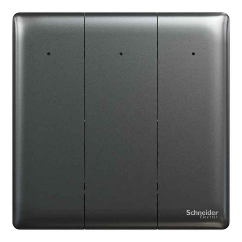 Schneider Electric Unica X 16A 250V 1 Way 3 Gangs Dark Grey Switch with LED, NUX33_1N_DG