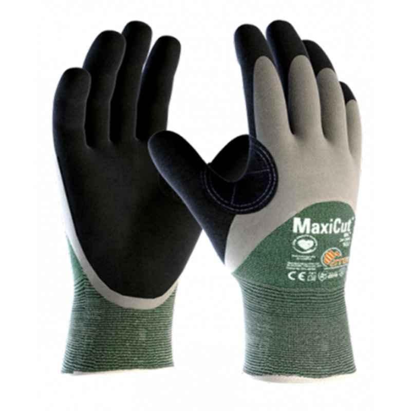 ATG MaxiCut Oil 34-305 Micro Foam Nitrile Coated Green & Black Safety Gloves, Size: XL