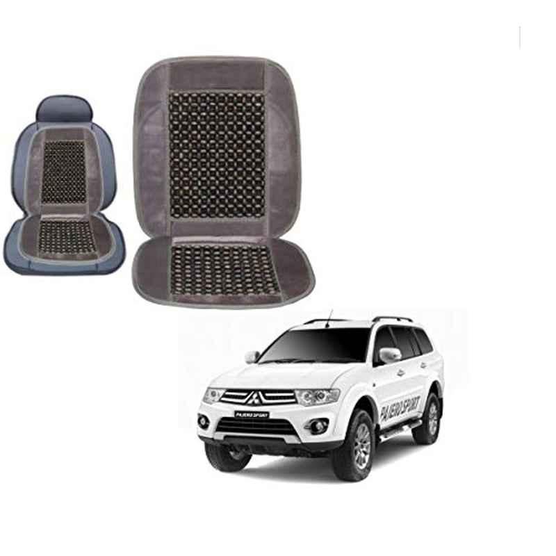 Kozdiko Wooden Bead Seat with Grey Velvet Border for Mitsubishi Pajero Sport