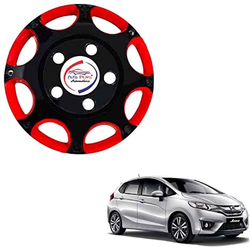 Auto Pearl 4 Pcs 15 inch ABS Black & Red BBR08 Hubcap Wheel Cover Set for Honda Jazz 2015
