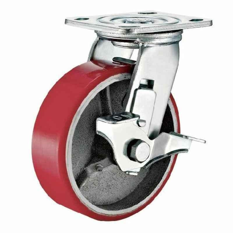 Maxwel 20cm Urethane Red Heavy Duty Wheel Caster, MW-A4029-200
