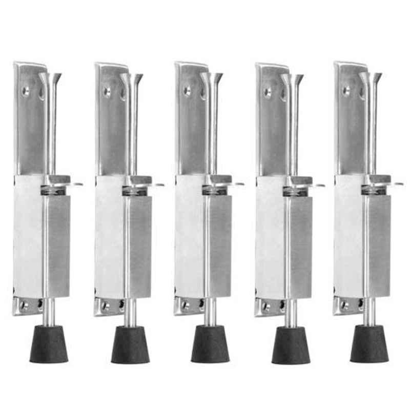 Nixnine Stainless Steel Foot Operated Floor Door Stopper with Rubber, SRNG_A-602_5PS (Pack of 5)