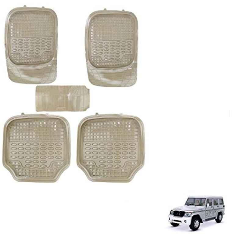 Kozdiko 5 Pcs 4G Beige Rubber & PVC Heavy Car Foot Mat Set for Mahindra Bolero XL, koz_80951