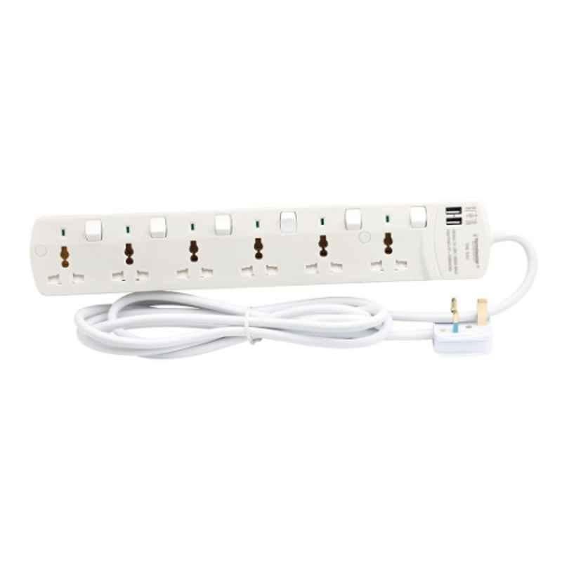 Terminator 3m 13A 6 Way Universal Power Extension Socket, TPB 6AU