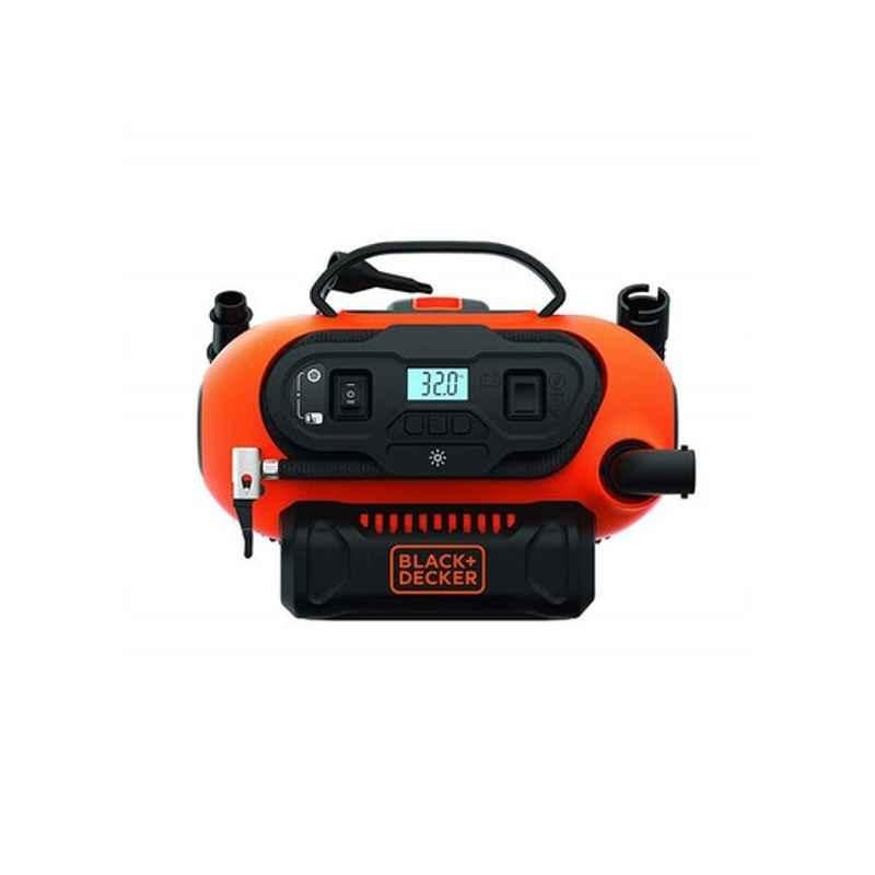 Black & Decker 18V Orange & Black Air Compressor with Nozzles for Car, BDCINF18N-GB
