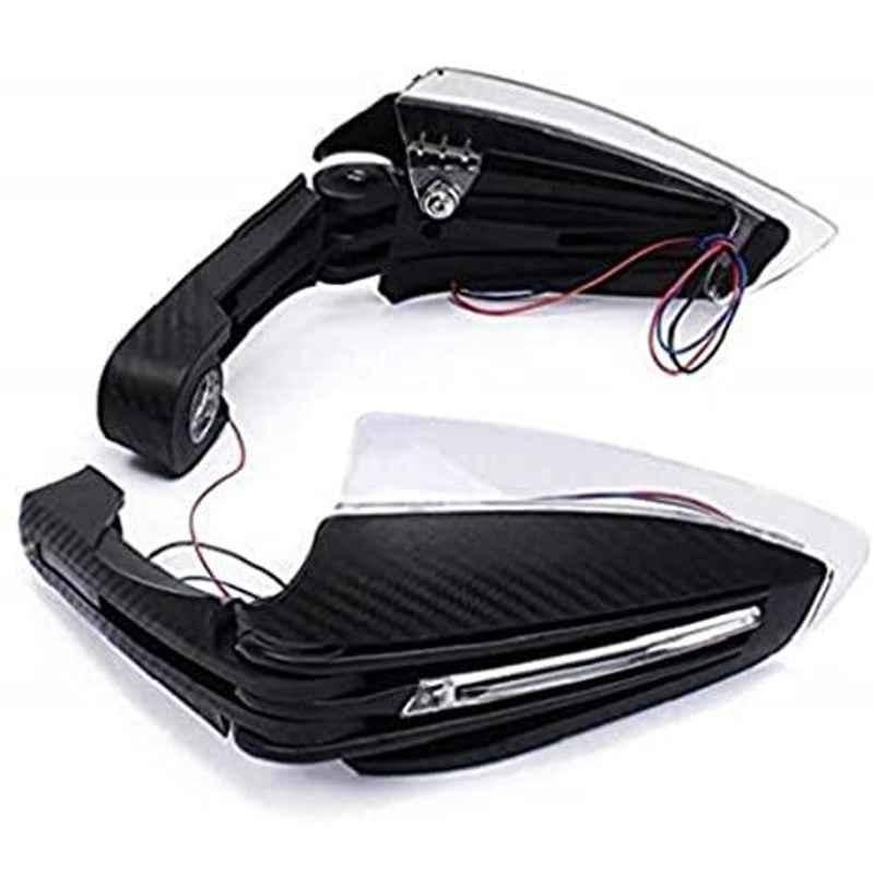 Meenu Arts Motorcycle Handguards with Led Light for 7/8 inch Grips - 300 * 140 * 110Mm (Black) Folding Type for Bajaj Xcd 135