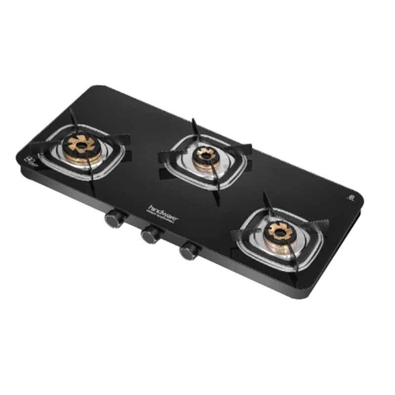 Hindware Apex 3B AI Glass Top Cooktop with 3 Brass Burner & Automatic Ignition, CT 100251