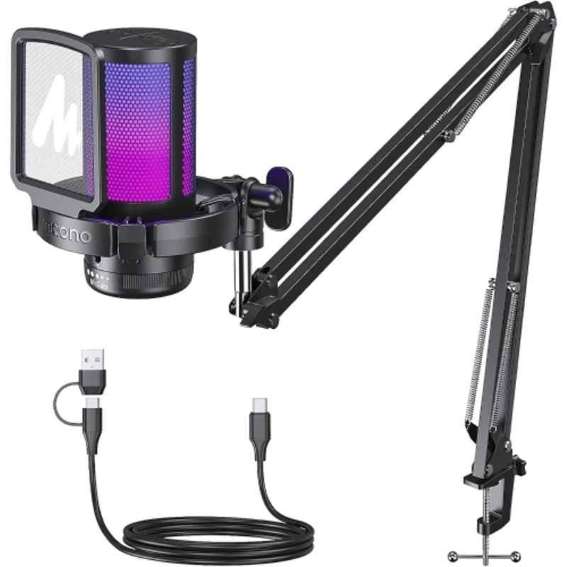 Maono 50Hz-20kHz USB RGB Podcast Microphone with Adjustable RGB Lights & Noise Cancellation, DGM20S