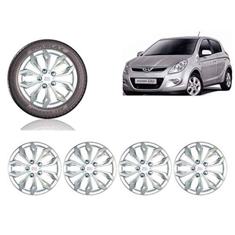Auto Pearl 4 Pcs 14 inch ABS Silver Car Wheel Cover Set for Hyundai i20 Type1
