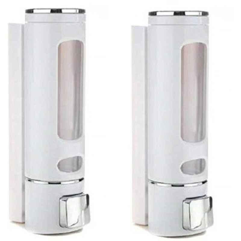 IRIS 400ml Plastic White Heavy Duty Wall Mount Liquid Soap Dispenser (Pack of 2)-picture-40